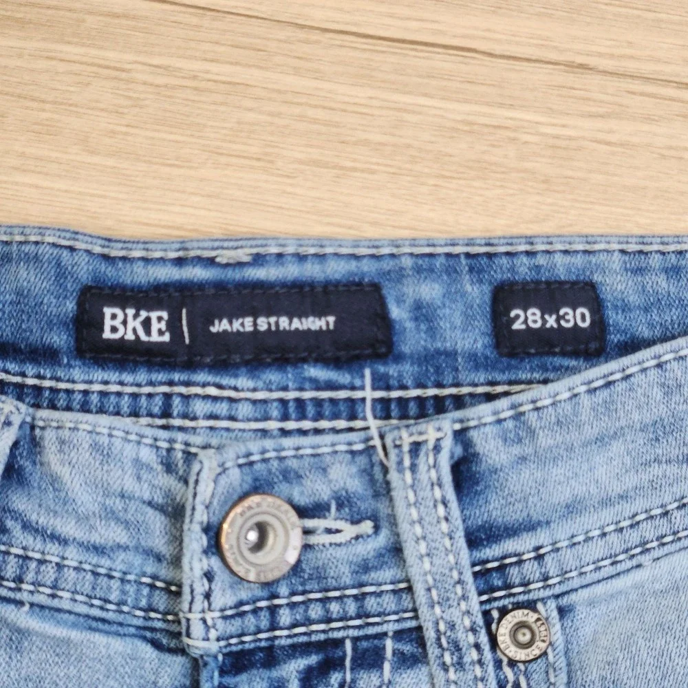 BKE Jake Straight Jeans Mens 28x30 Blue Light Wash Stretch Denim